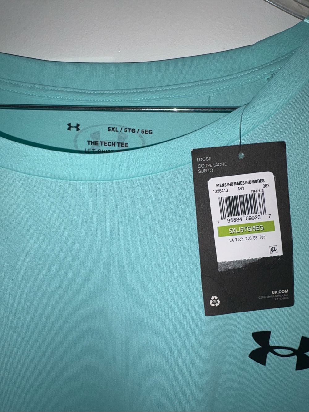 Under Armour Men’s Short Sleeve Performance Tee - Aqua - Picture 2 of 3